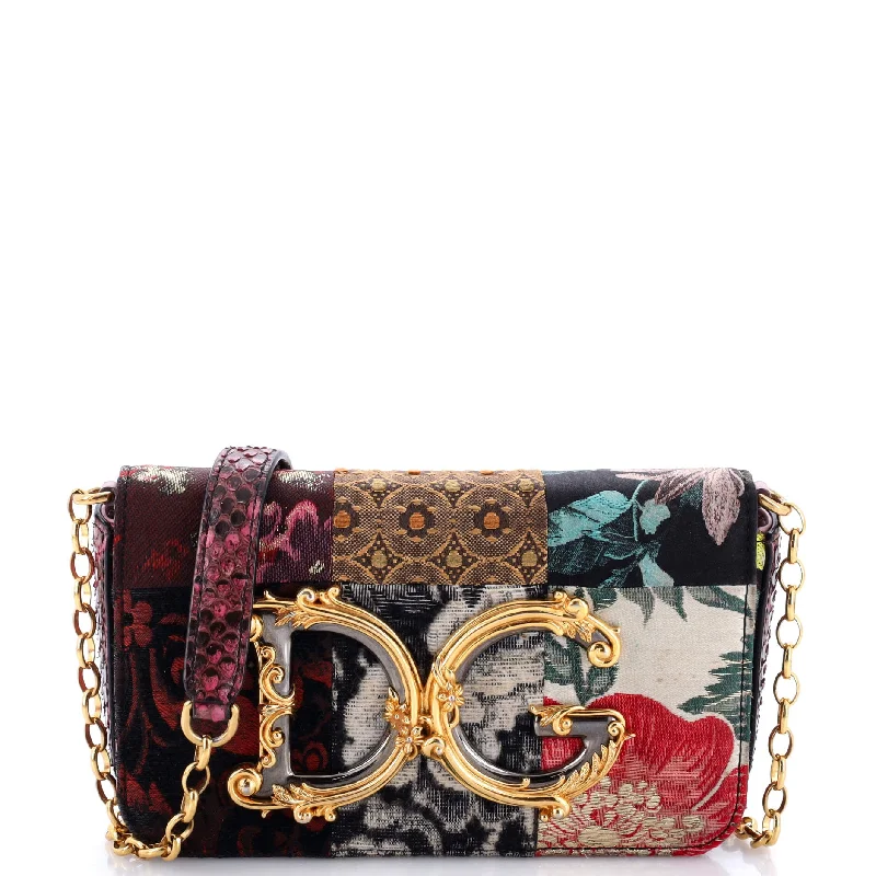 Trendsetting Christian Dior crossbody bags with a colorful strapDG Girls Chain Clutch Multicolor Patchwork with Snakeskin