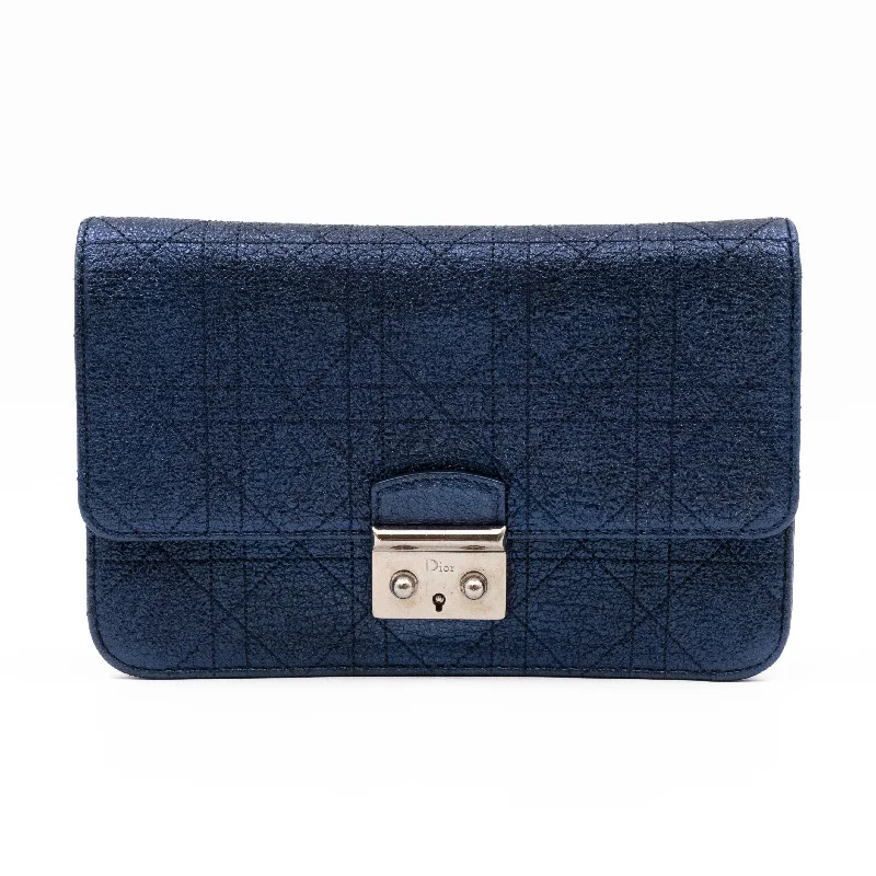 Christian Dior bags with a detachable coin purse insideMiss Dior Promenade Clutch Metallic Blue Leather