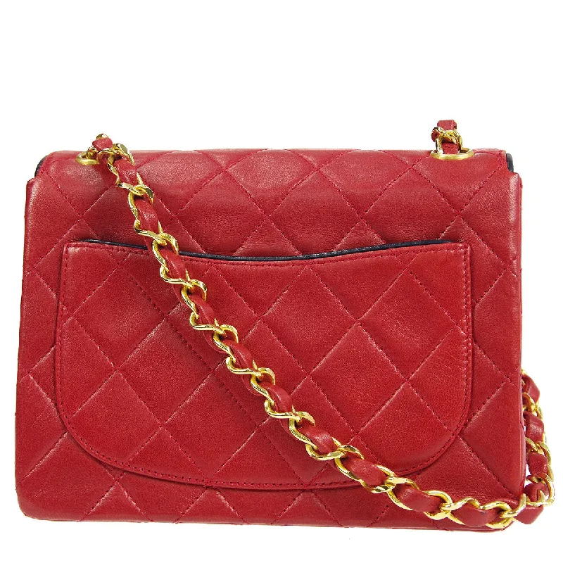 Chanel Classic Flap Bag for Evening PartyChanel * 1989-1991 Piped Classic Flap Mini Square 17 Red Lambskin